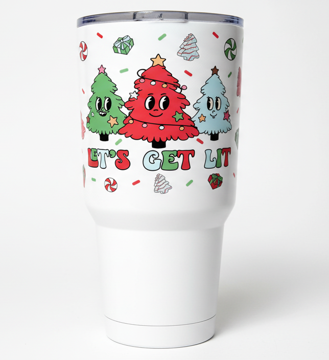 Lets Get Lit Christmas Trees - UVDTF Wrap for cups/hard surfaces sticker