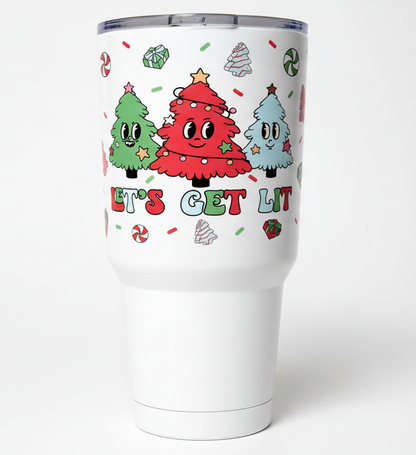 Lets Get Lit Christmas Trees - UVDTF Wrap for cups/hard surfaces sticker