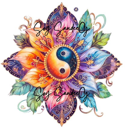 Colorful Ying Yang Flower - UVDTF Decal for cups/hard surfaces sticker