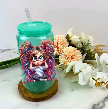 Rainbow Hair Girl - UVDTF Decal for cups/hard surfaces