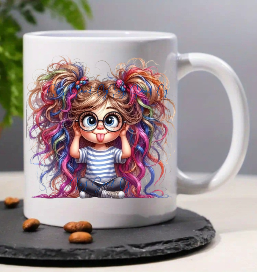 Rainbow Hair Girl - UVDTF Decal for cups/hard surfaces