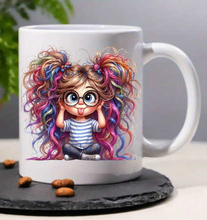 Rainbow Hair Girl - UVDTF Decal for cups/hard surfaces