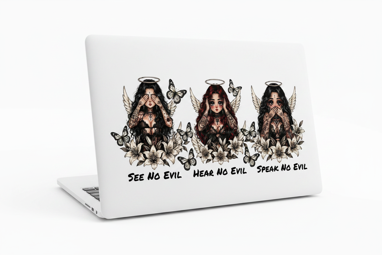 See, Hear, Speak No Evil - UVDTF Wrap for cups/hard surfaces sticker