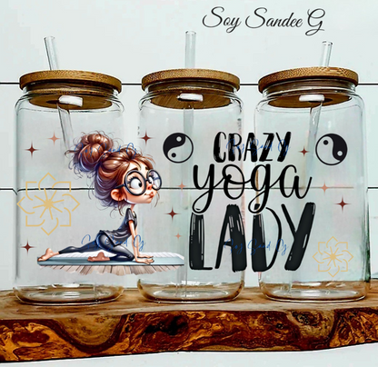 Crazy Yoga Lady - UVDTF Wrap for cups/hard surfaces sticker