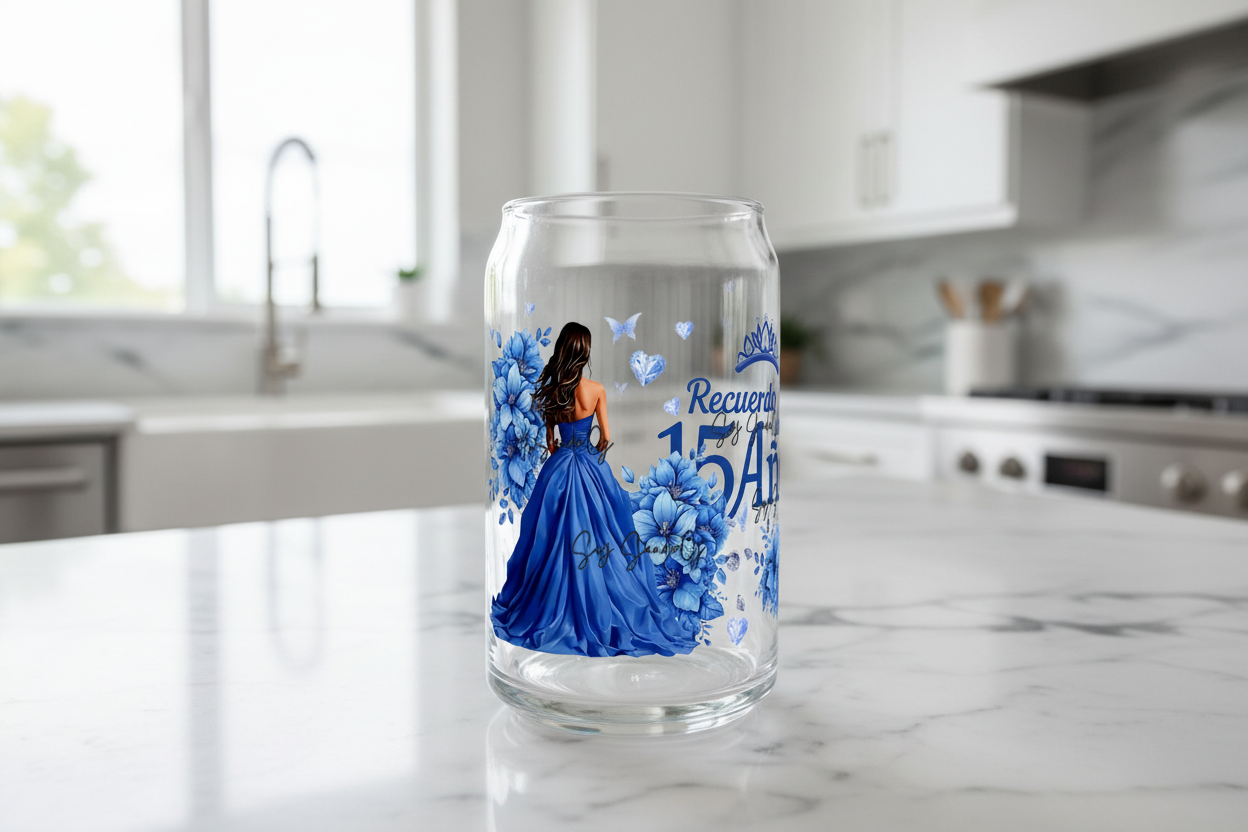 Mis Quince Blue - UVDTF Wrap for cups/hards surfaces sticker