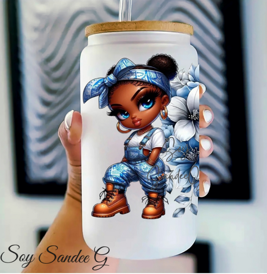 Blue Overalls Cutie - UVDTF Decal for cups/hard surfaces sticker