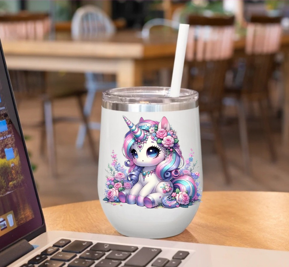 Cute Teal, Pink & Purple Hair Unicorn - UVDTF Decal for cups/hard surfaces