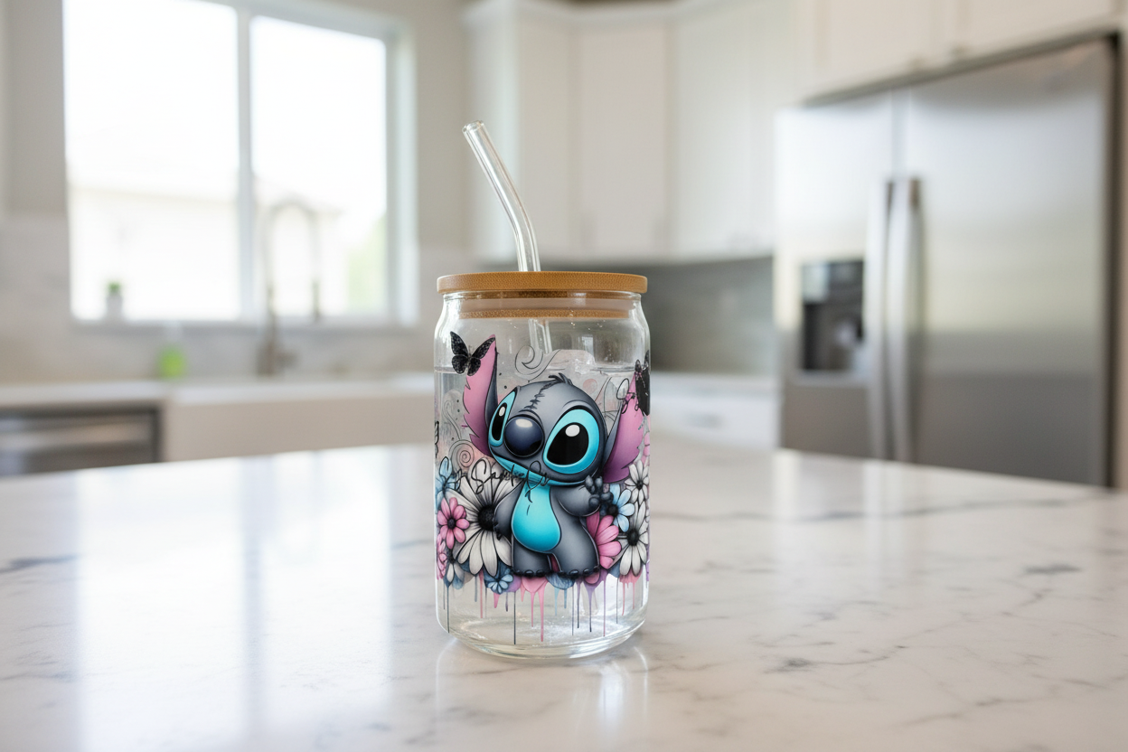 Stitch Daisies - UVDTF Wrap for cups/hard surfaces sticker