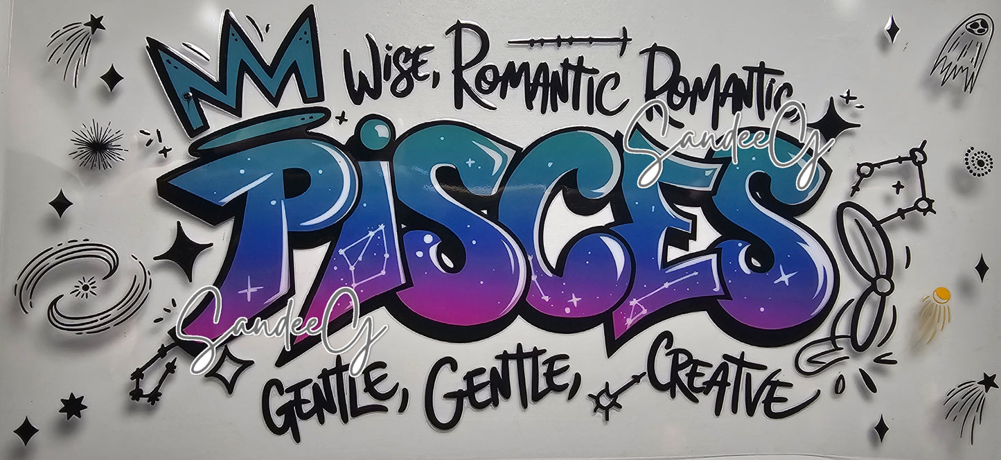 Graffiti Pisces - UVDTF Wrap for cups/hard surfaces sticker
