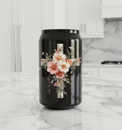 Pink Flowered Cross - UVDTF Decal for cups/hard surfaces sticker