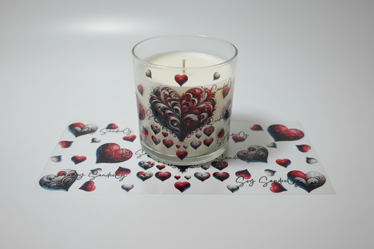 White & Red Hearts - UVDTF Wrap for cups/hard surfaces sticker
