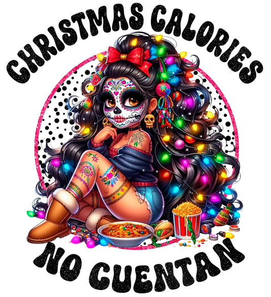 Christmas Calories Don't Count Skully - UVDTF Decal