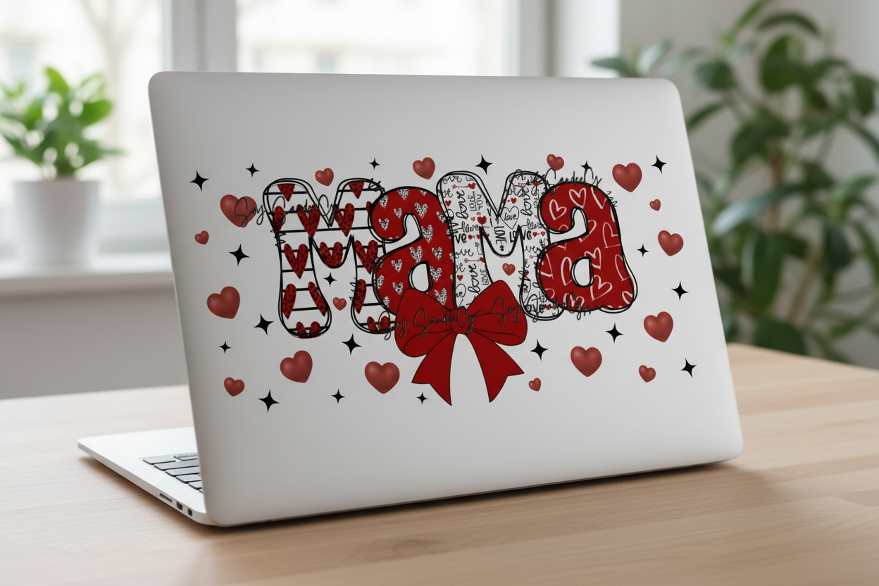 Mama Red Hearts - UVDTF Wrap for cups/hard surfaces sticker