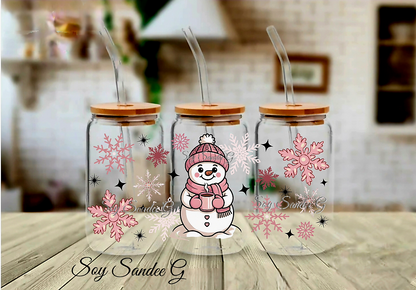Pink Snowman - UVDTF Wrap for cups/hard surfaces sticker