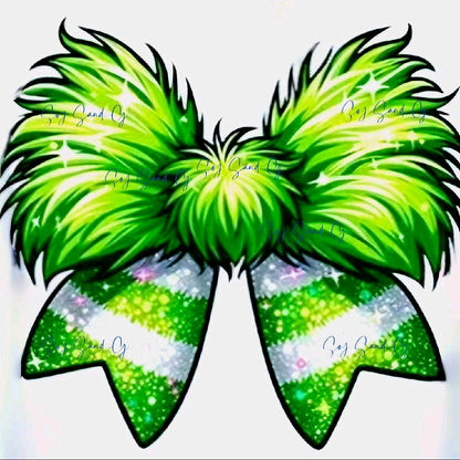 Green & White Fluffy Bow -  UVDTF Decal for cups/hard surfaces sticker