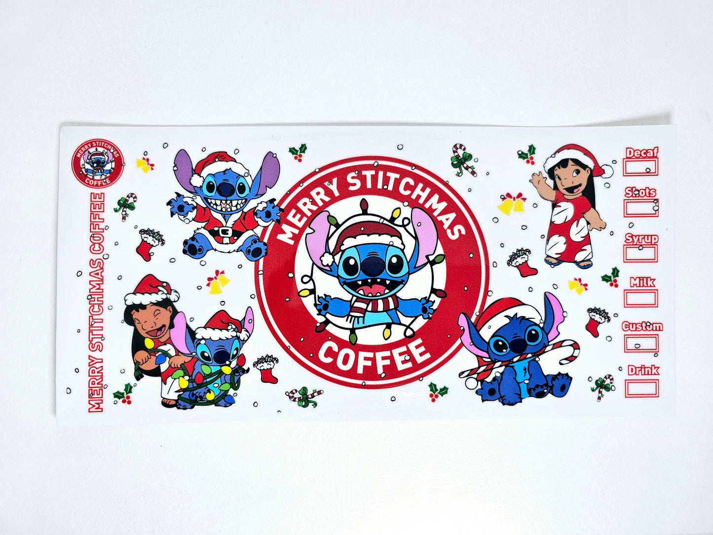 Merry Stitchmas Coffee UVDTF Wrap