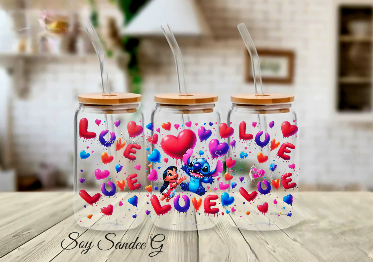 Lilo & Stich Hearts - UVDTF Wrap for cups/hard surfaces sticker