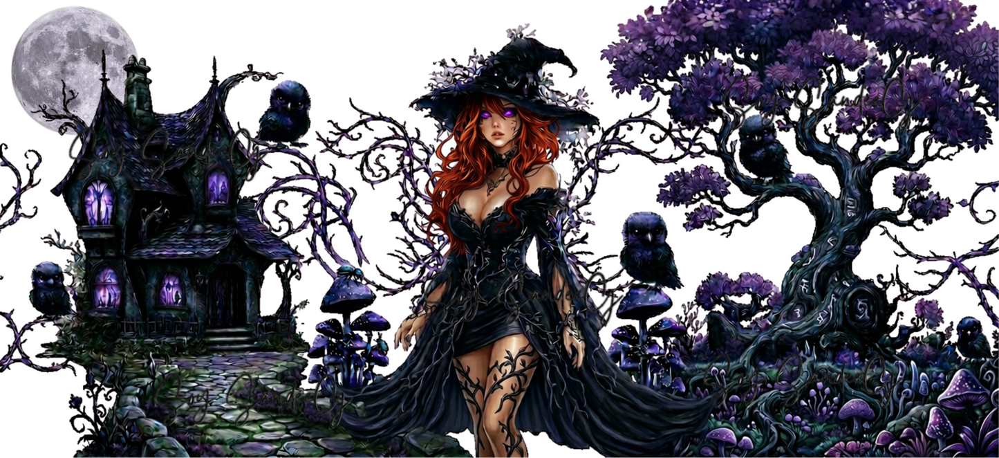 Purple Tree Witch - UVDTF wrap for cups/hard surfaces sticker