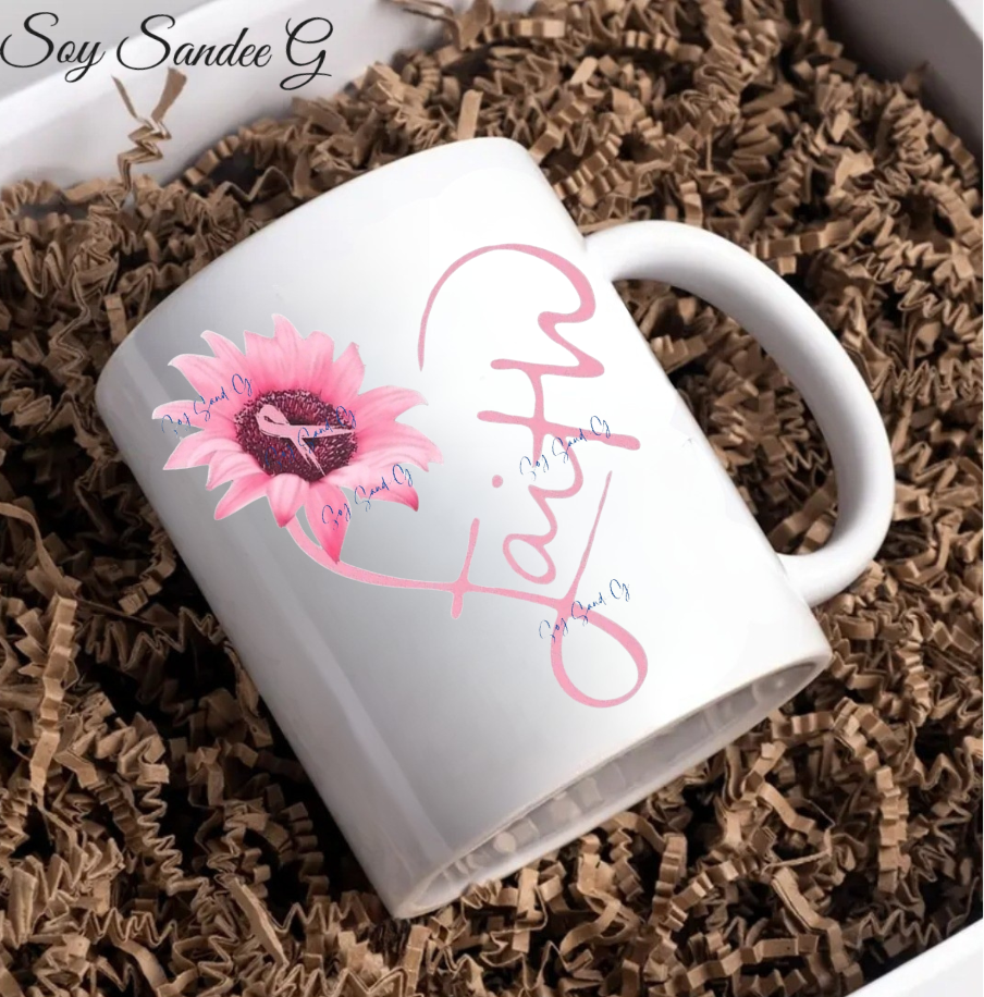 Calcomanía UVDTF de girasol con fe rosa