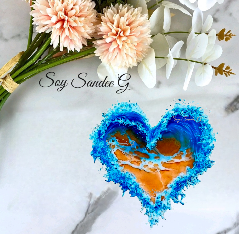 Beach Blue Heart - UVDTF Decal for cups/hard surfaces sticker