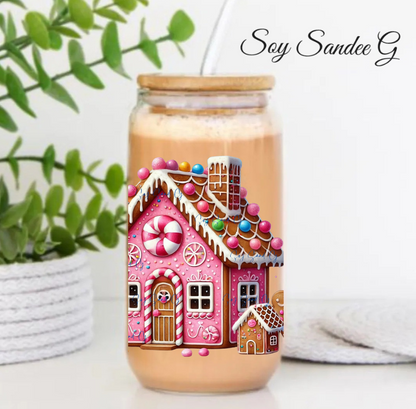 Pink Gingerbread House - UVDTF Decal for cups/hard surfaces sticker