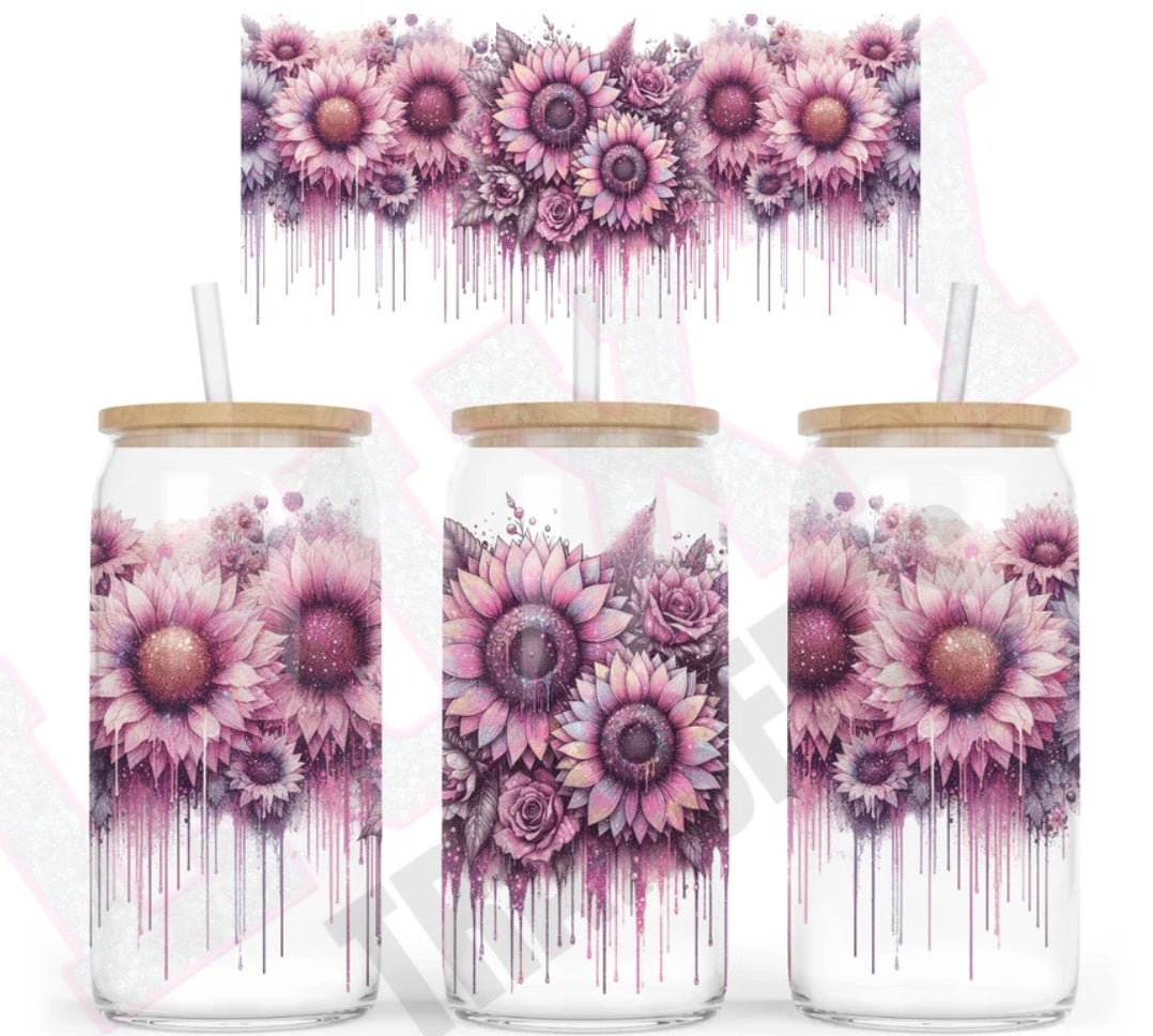 Envoltura UVDTF con girasoles rosados