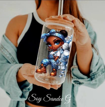 Blue Overalls Cutie - UVDTF Decal for cups/hard surfaces sticker