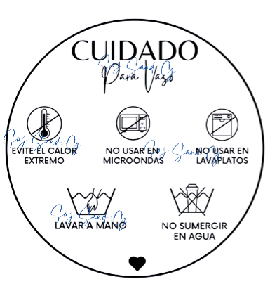 Cuidado para Vasos (Cup Care) - UVDTF Decal with cup instructions sticker