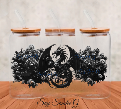 Black Metallic Dragon - UVDTF Wrap for cups/hard surfaces sticker