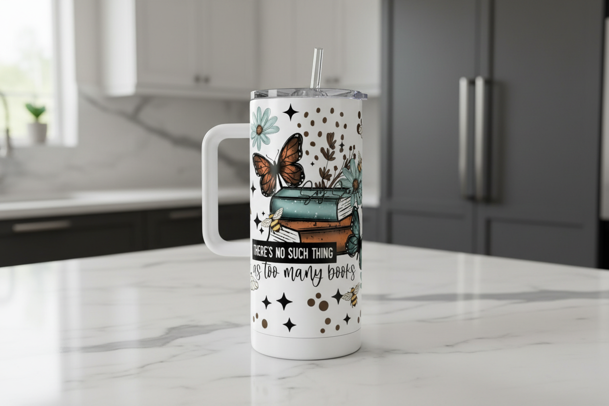 Theres No Such Things as too many Books - UVDTF wrap for cups/hard surfaces sticker