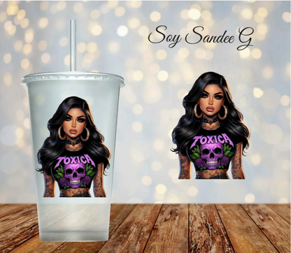 Latina Tóxica Purple Skull - UVDTF Decal for cups/hard surfaces sticker