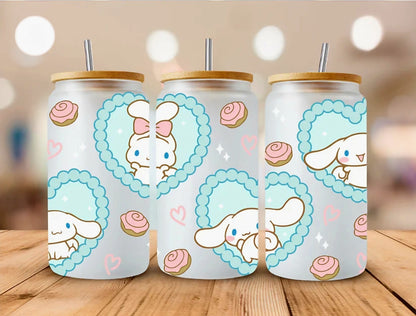 Cinnamon Roll Teal Hearts -  UVDTF wrap for cups/hard surfaces sticker