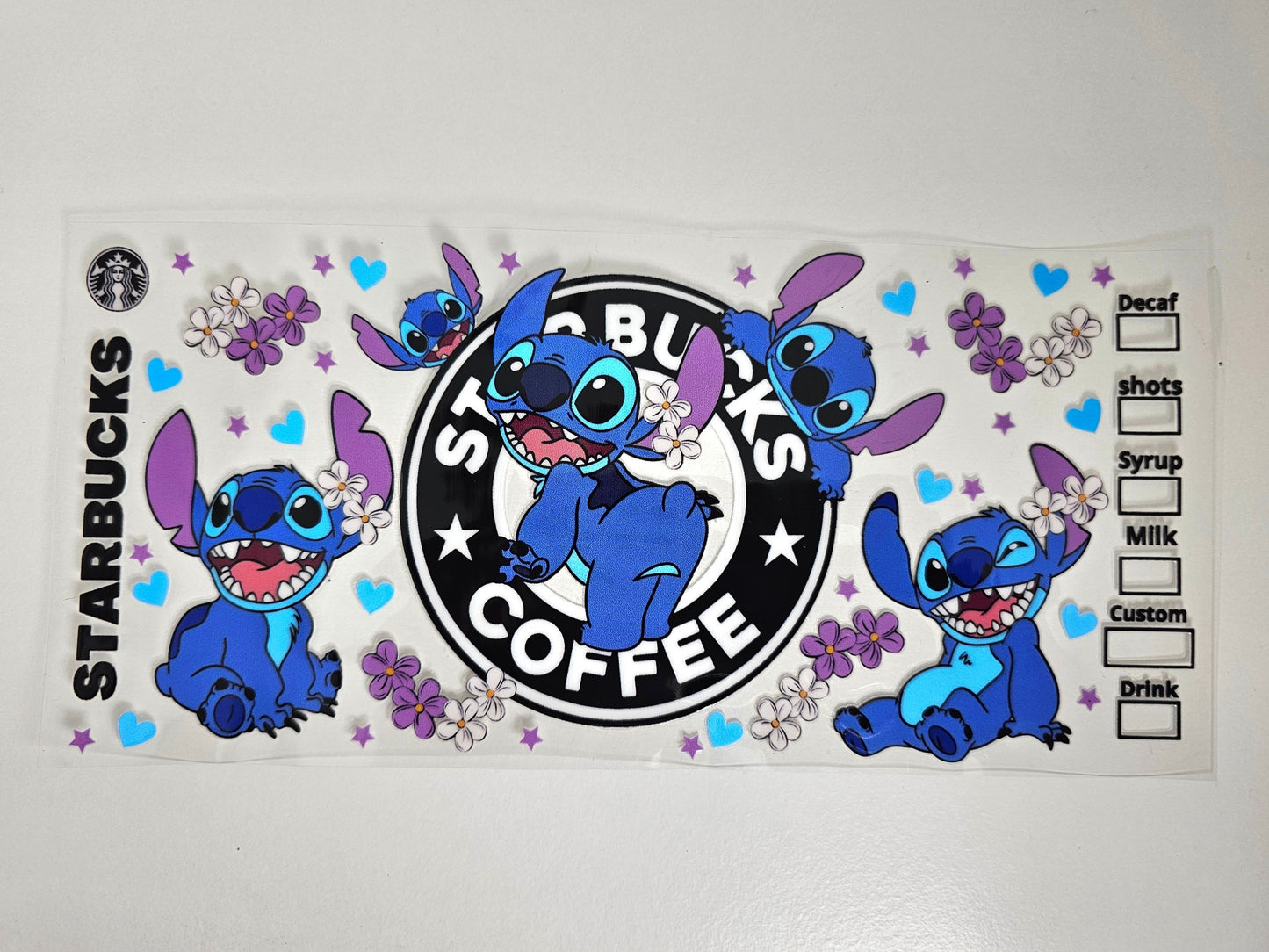 Starbucks Stitch Black UVDTF Wraps