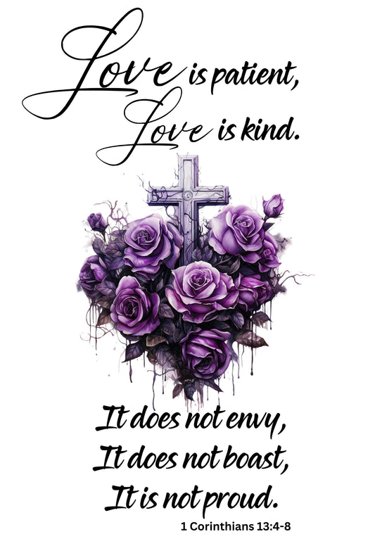 Love is patient - Purple Cross UVDTF Decal