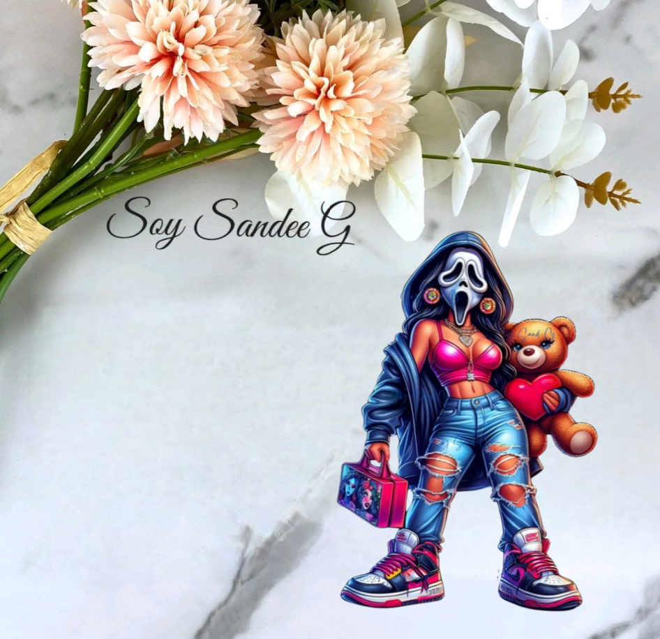 Masked Cutie with her Teddy Bear - UVDTF Decal for cups/hard surfaces sticker