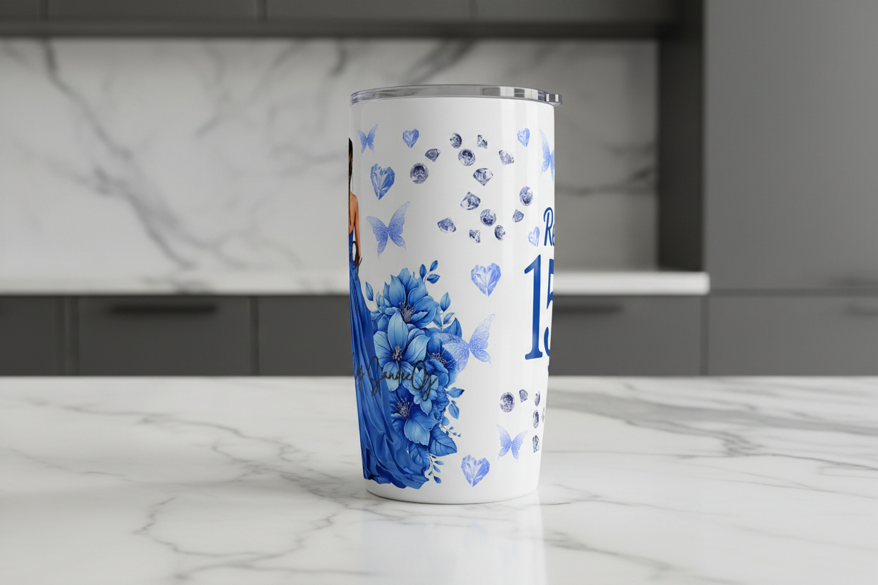 Mis Quince Blue - UVDTF Wrap for cups/hards surfaces sticker