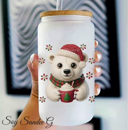 Embroidered Polar Bear - UVDTF Decal for cups/hard surfaces sticker