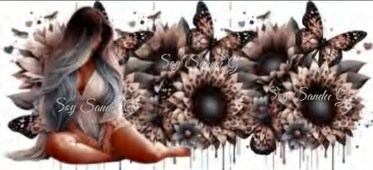 Black & Beige Sunflowers Diva - UVDTF Wrap for cups/hard surfaces sticker