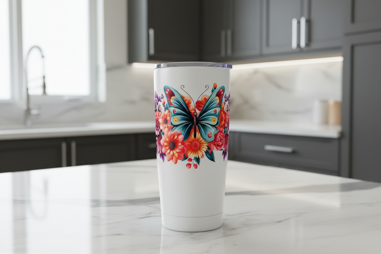 Teal Butterfly - UVDTF Wrap for cups/hard surfaces sticker
