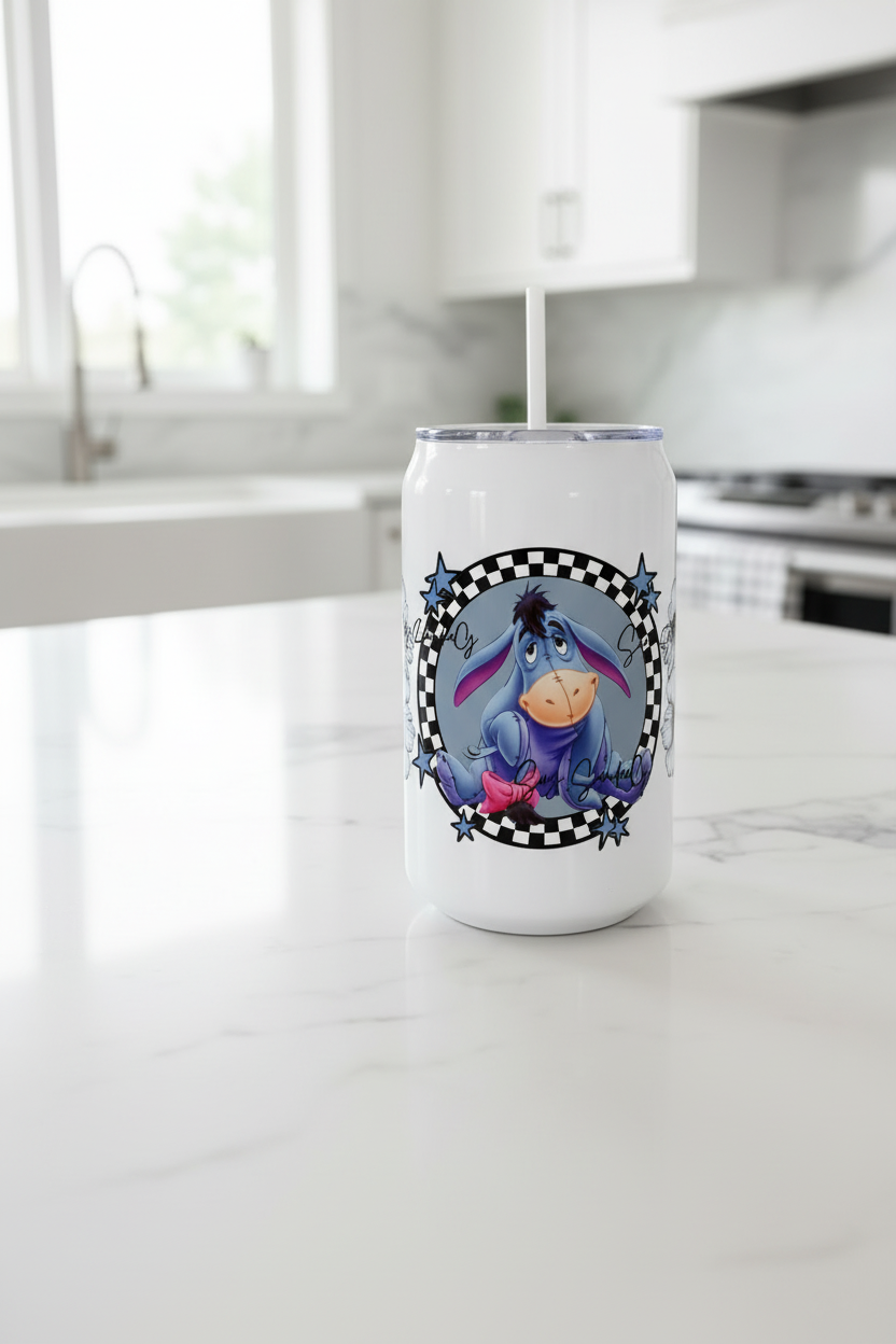 Checkered Eeyore - UVDTF wrap for cups/hard surfaces sticker