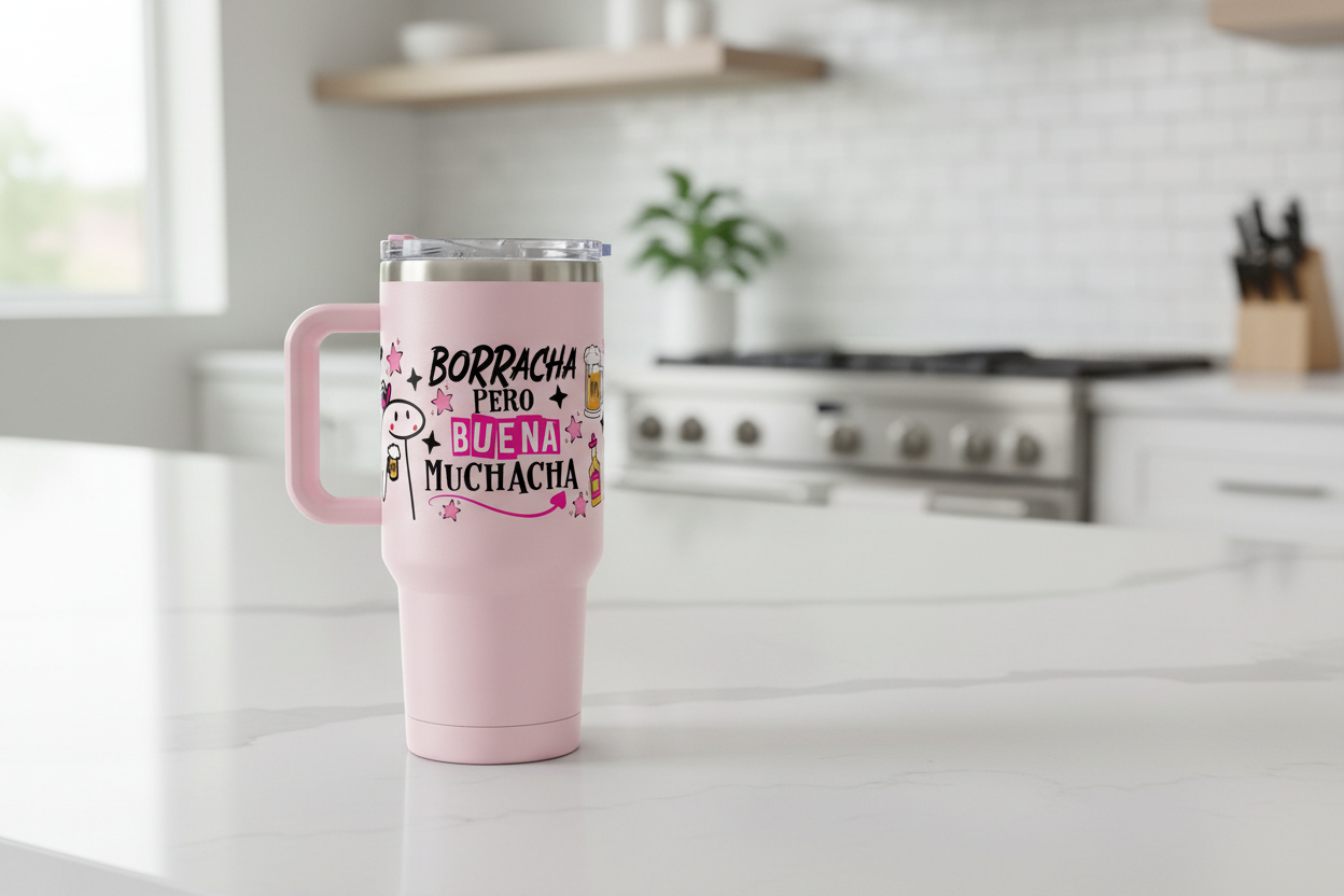 Borracha Pero Buena Muchacha (A Drunk but a Good Girl) - UVDTF Wrap for cups/hard surfaces sticker