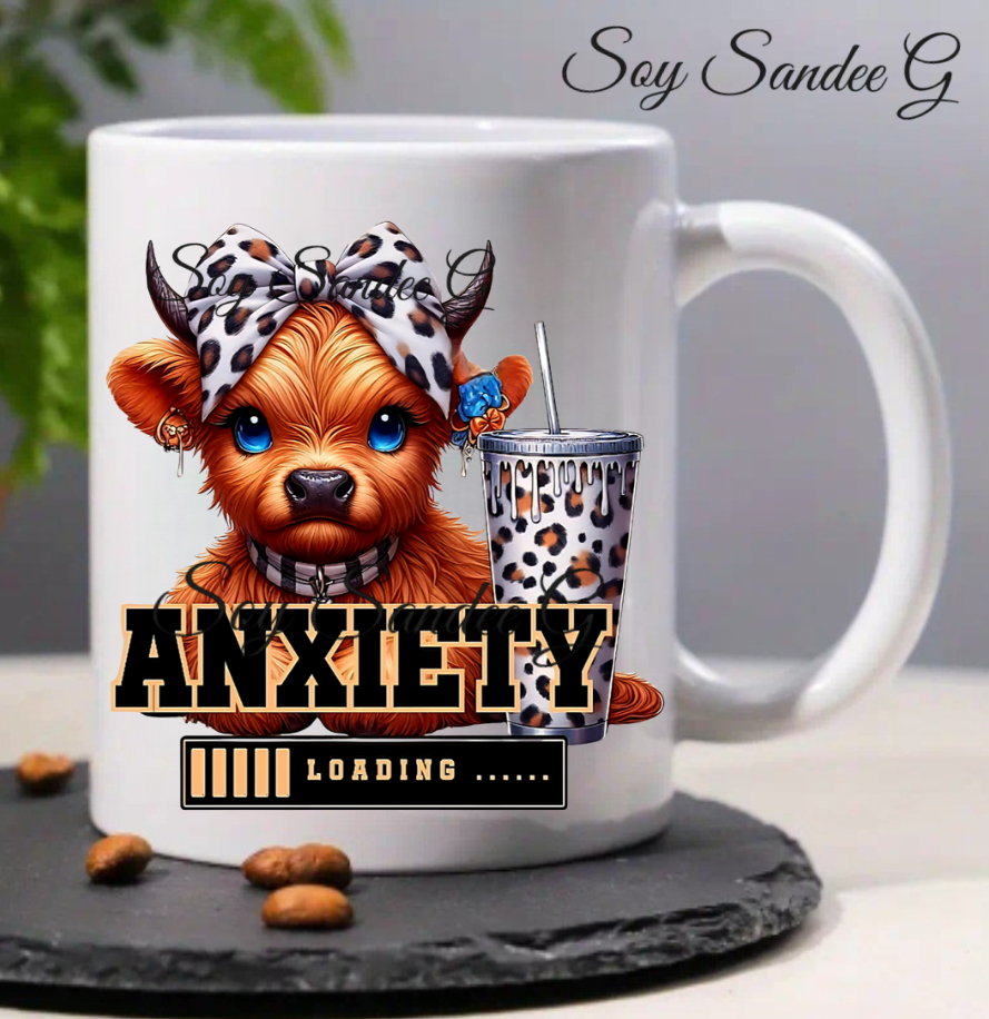 Calcomanía UVDTF de vaca ansiosa