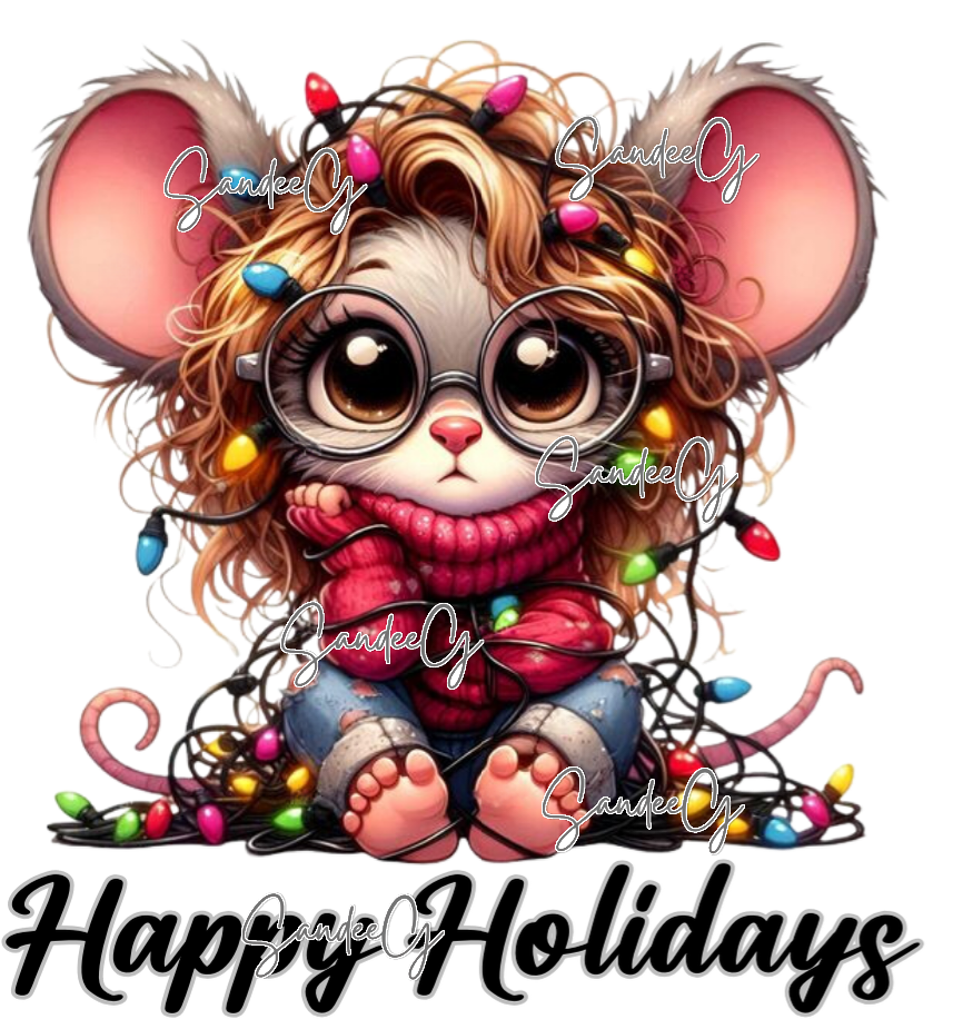 Happy Holidays Mouse  - UVDTF Decal for cups/hard surfaces sticker
