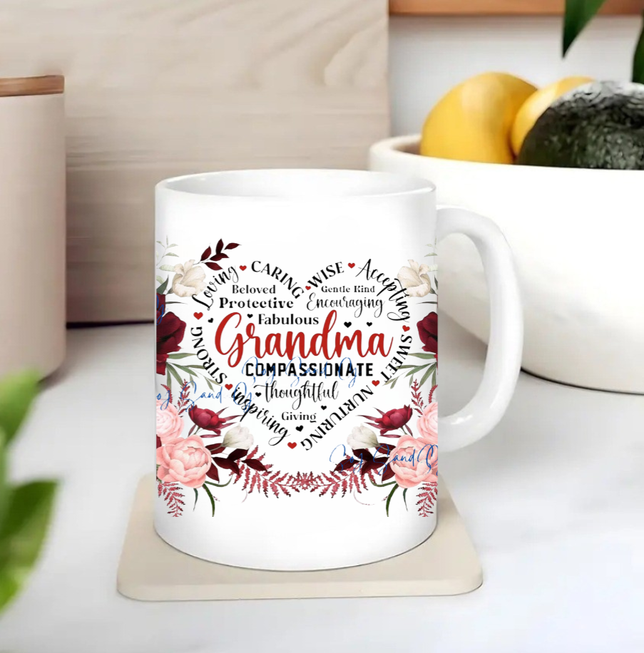 Grandma Pink & Red Roses - UVDTF Wrap for Cups/ Hard Surfaces