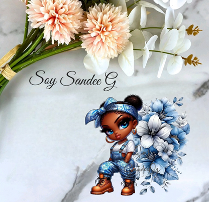 Blue Overalls Cutie - UVDTF Decal for cups/hard surfaces sticker