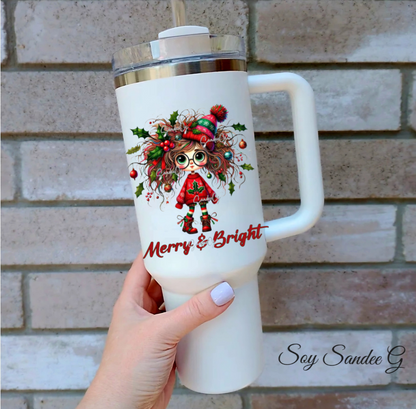 Merry & Bright Girl - UVDTF Decal for cups/hard surfaces sticker