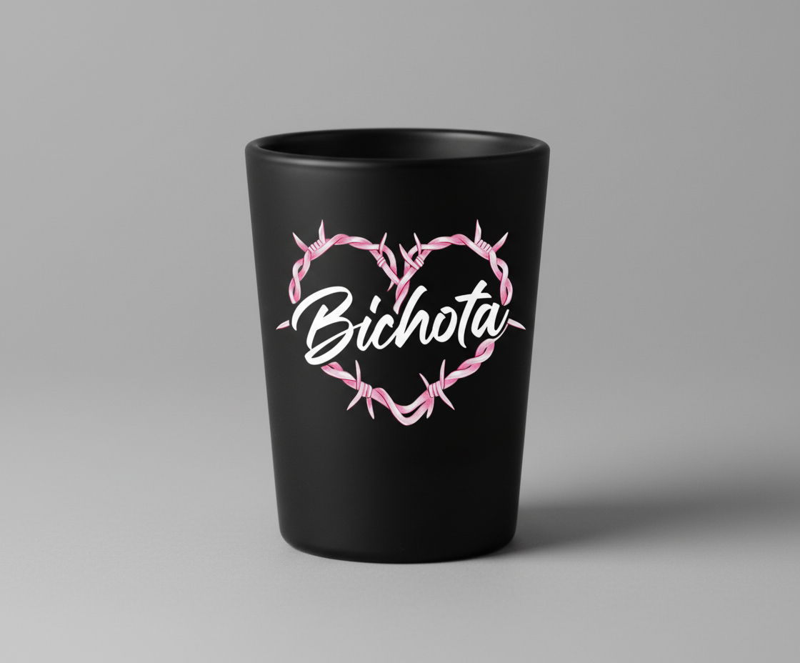 Bichota Shotglass Heart UVDTF Decal - Clear Background sticker