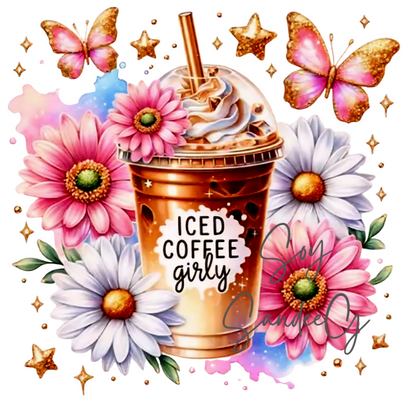 Iced Coffee Girly - UVDTF Decal for cups/hard surfaces sticker