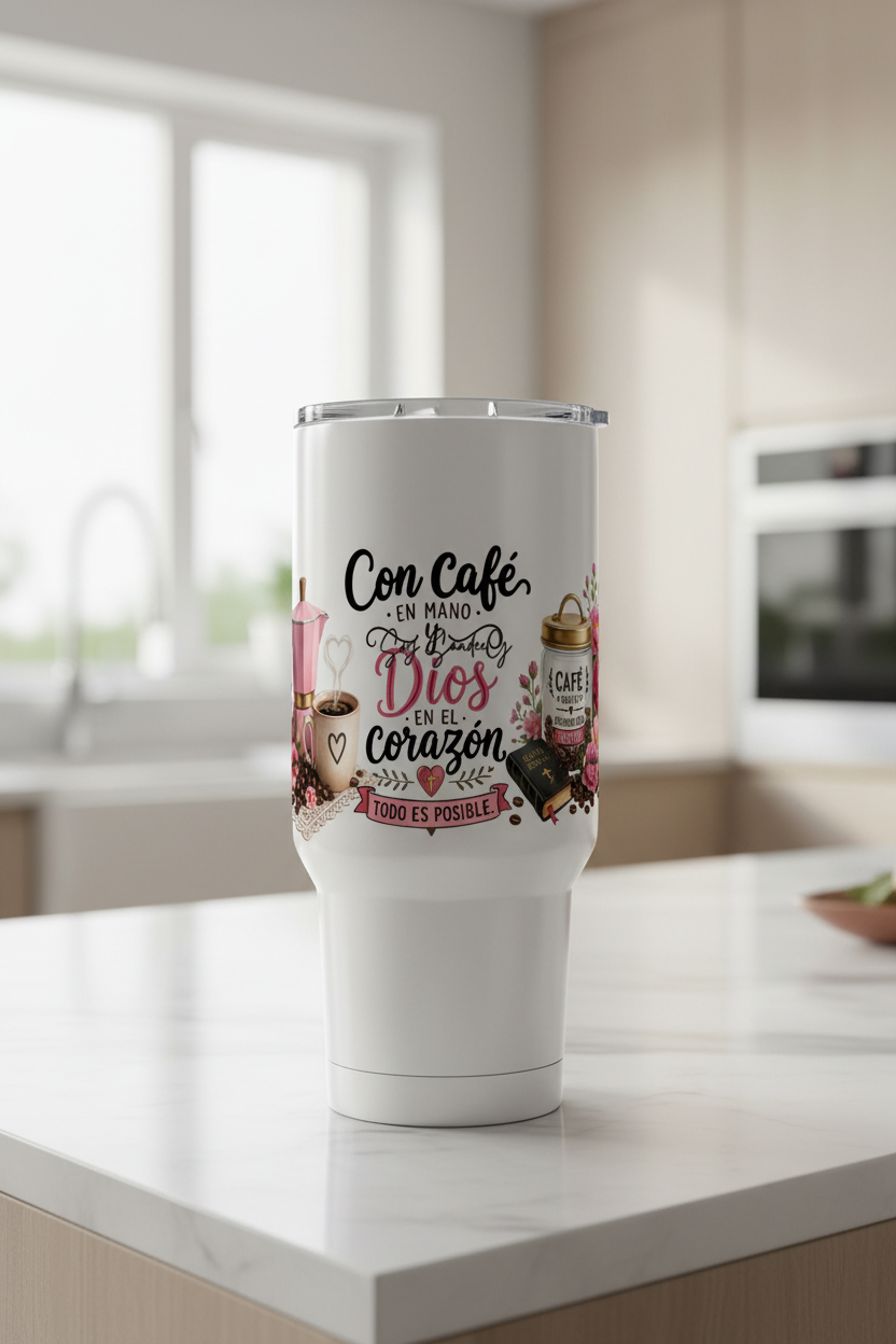 Con Café en Mano - UVDTF Wrap for cups/hard surfaces sticker