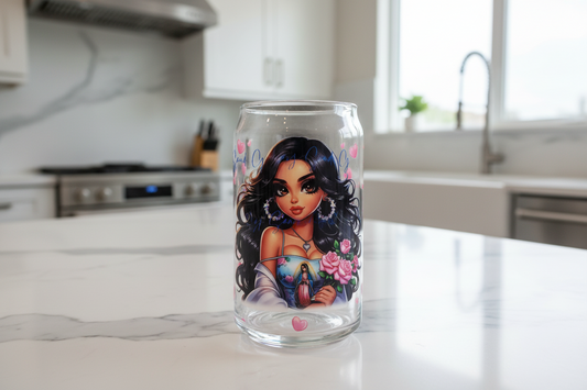 Sexy Religious Latina Pink Roses - UVDTF Wrap for cups/hard surfaces sticker